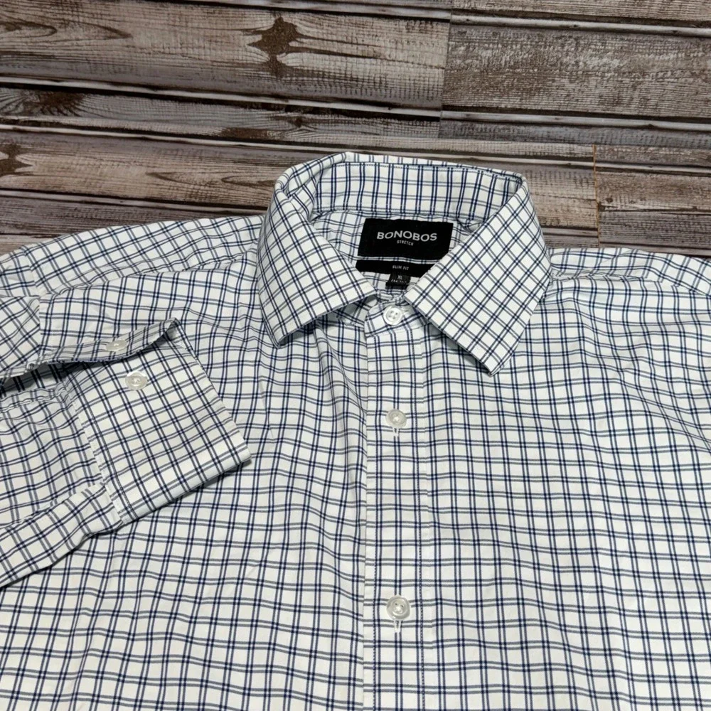 bonobos mens dress shirts Bonobos Dress Shirt Mens 16 1/2 Blue Standard Fit Long Sleeve Button Up  Stretch